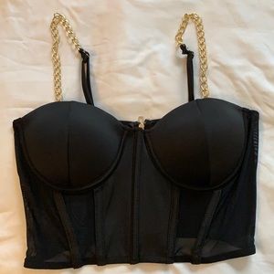 Black and gold corset bustier with boning and underwire size Small